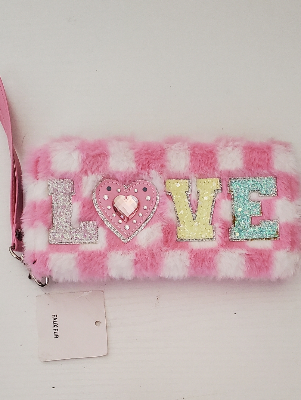 Love Full Size Zip Around Wallet Embellished Faux Fur